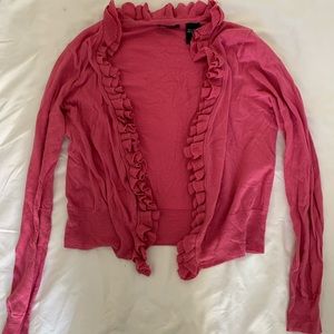 PINK RUFFLED CARDIGAN